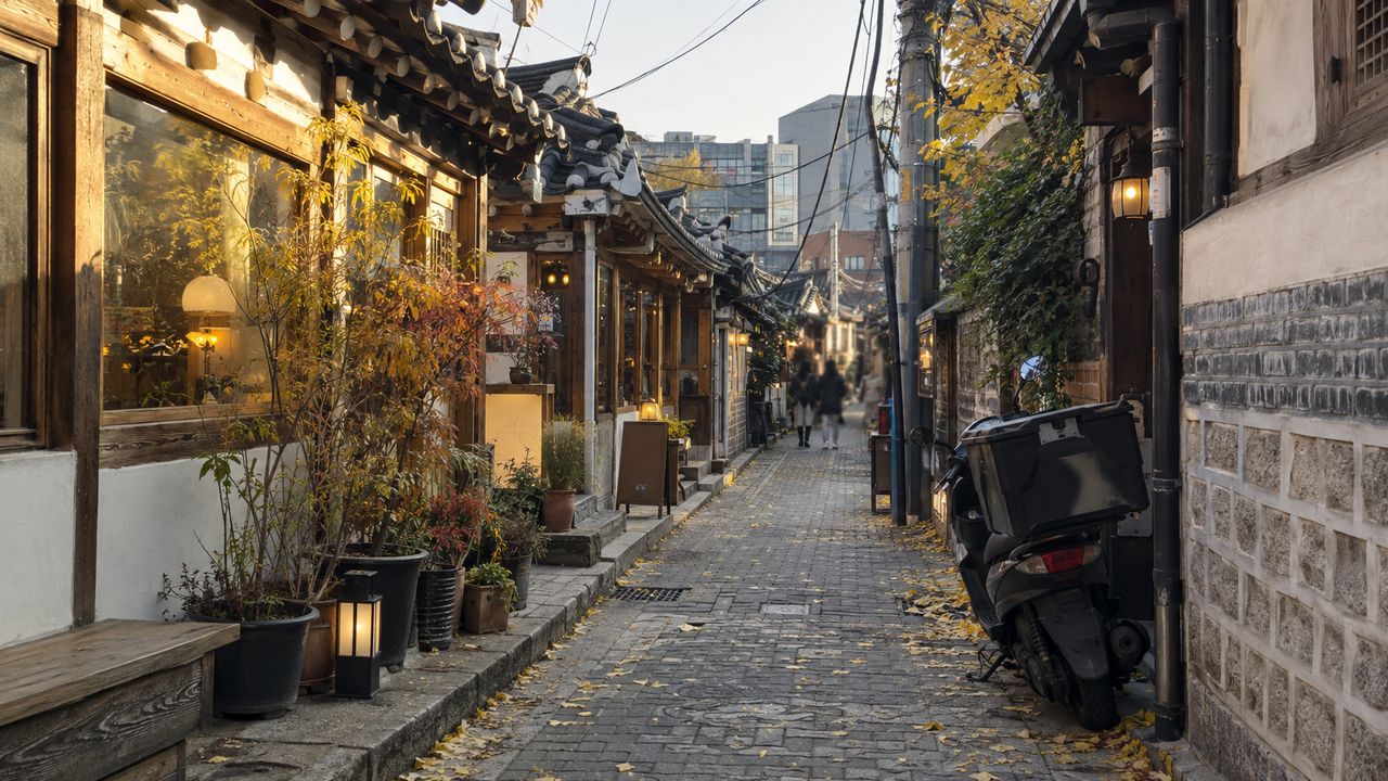 A side street in Seoul in autumn